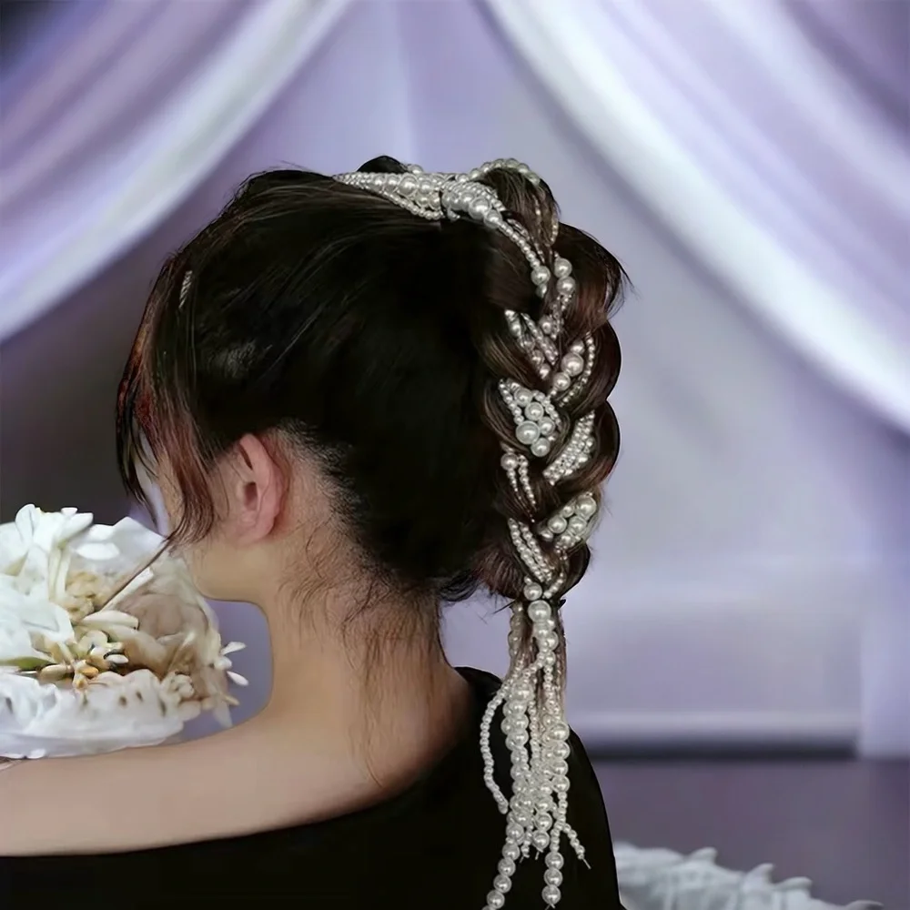 Faux Pearl‎ Braiding Hair Chain Sweet Hair Ropes Hair Styling Hair Accessories